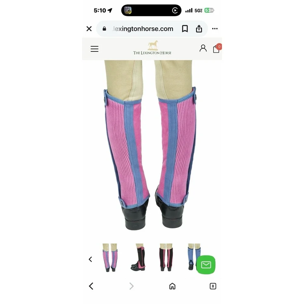 TuffRider‎ Children's Keeneland Synthetic Half Chaps Size Medium Pink Purple